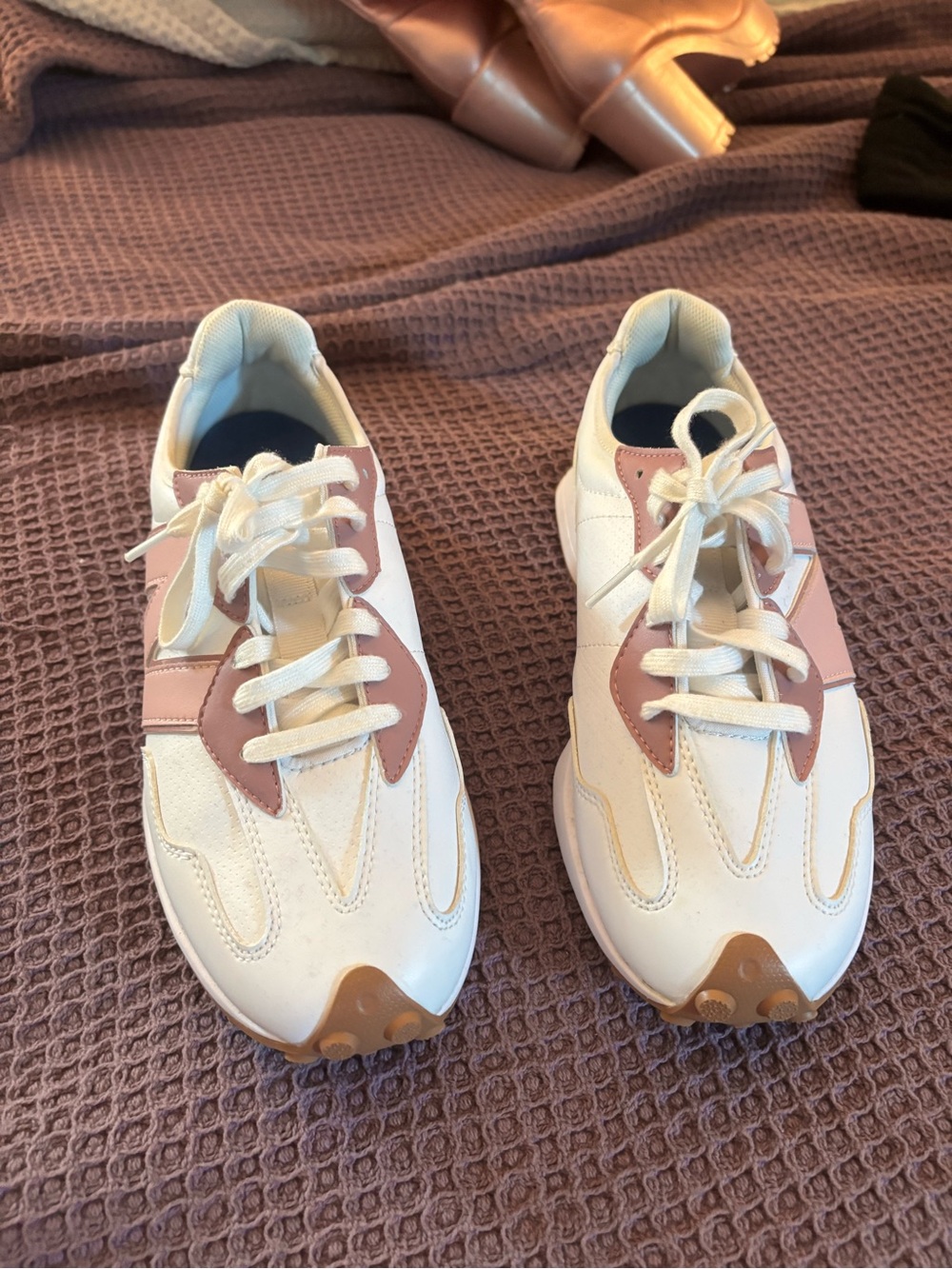 New Balance White and Dusty Rose Women's Sneaker
